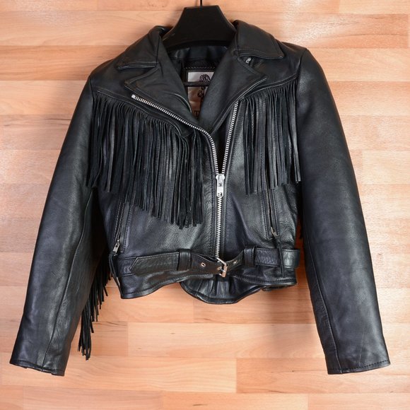 The New Age Jackets & Blazers - Vintage 90s New Age Womens Leather Cinched Waist Fringe Jacket -small